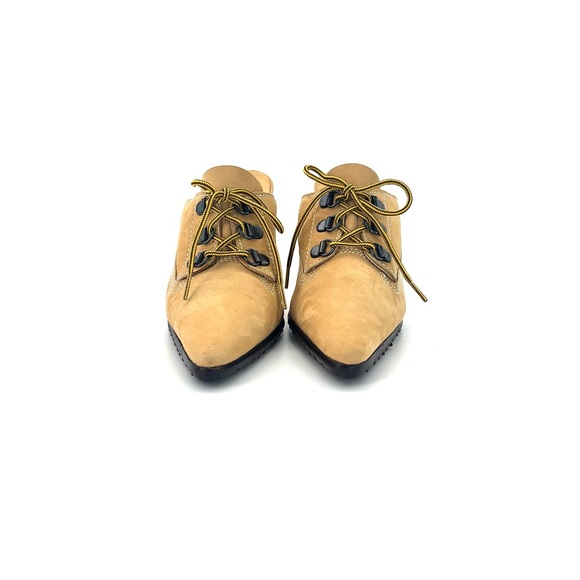 Retro Vintage Manolo Blahnik Oklamod Timberland Pointed Toe Mules Pumps 36 - Picture 9 of 12